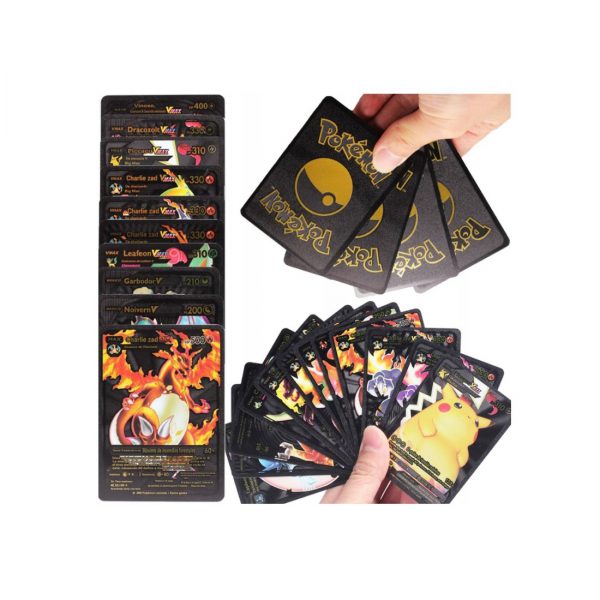 Pokemon kortos 55 vnt. juoda kolekcija Charizard Vmax+ albumas 240 talpos