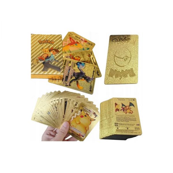 Pokemon kortos 165 vnt. kolekcija Charizard Vmax, juodos, auksinės ir sidabrinė spalvos pakuotės po 55 vnt.