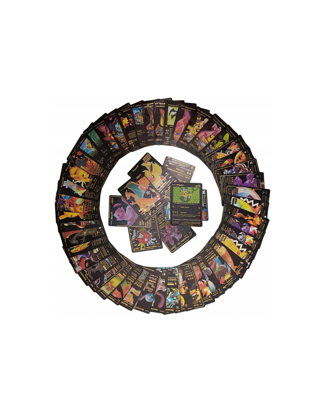 Pokemon kortos 165 vnt. kolekcija Charizard Vmax, juodos, auksinės ir sidabrinė spalvos pakuotės po 55 vnt. Pokemon kortos 165 vnt. kolekcija Charizard Vmax, juodos, auksinės ir sidabrinė spalvos pakuotės po 55 vnt.