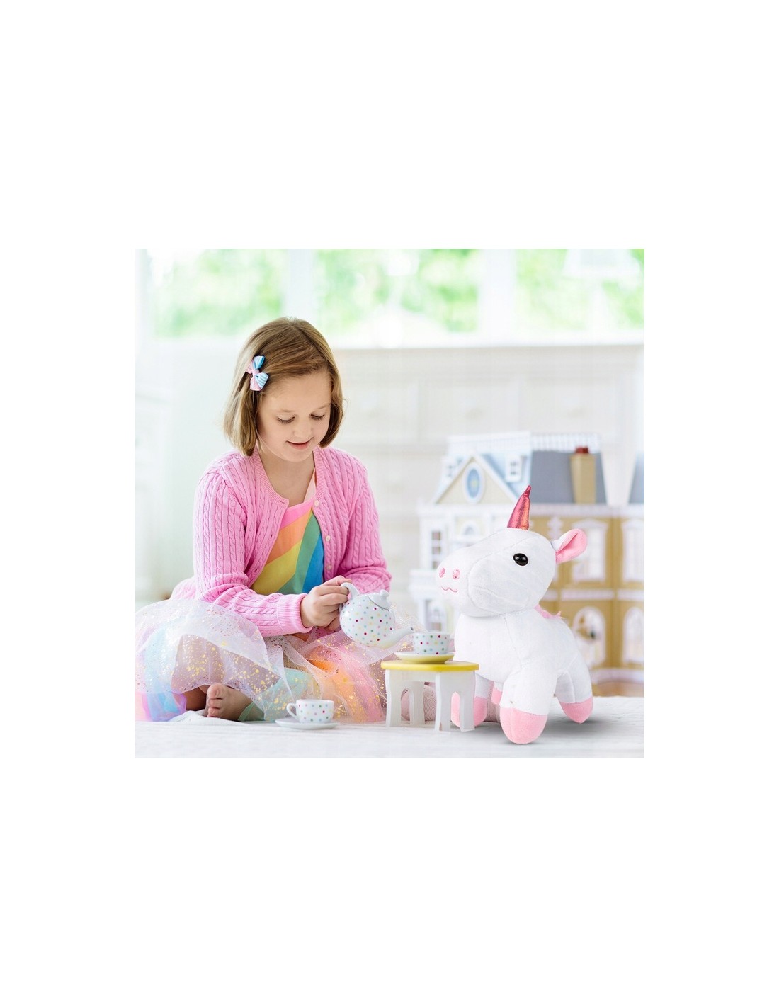 Švelnus pliušinis vienaragis su tašyte Švelnus pliušinis vienaragis su tašyte