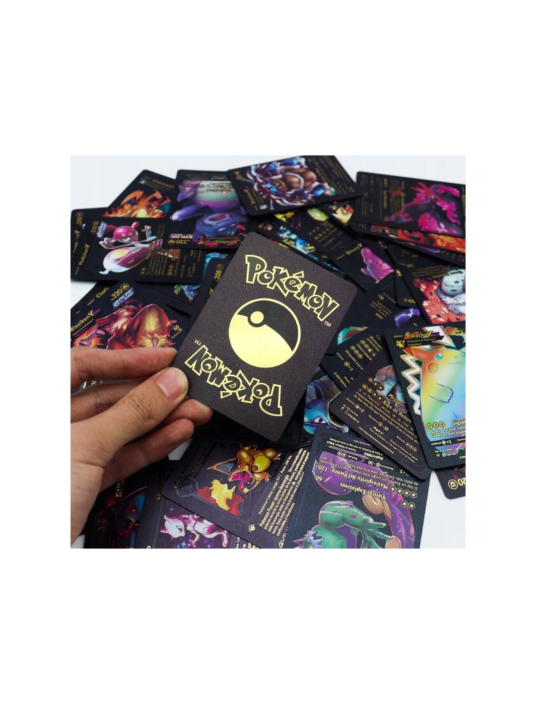 Pokemon kortos 20 vnt., auksinės ir juoda kolekcija Charizard Vmax, 2 rinkiniai Pokemon kortos 20 vnt., auksinės ir juoda kolekcija Charizard Vmax, 2 rinkiniai