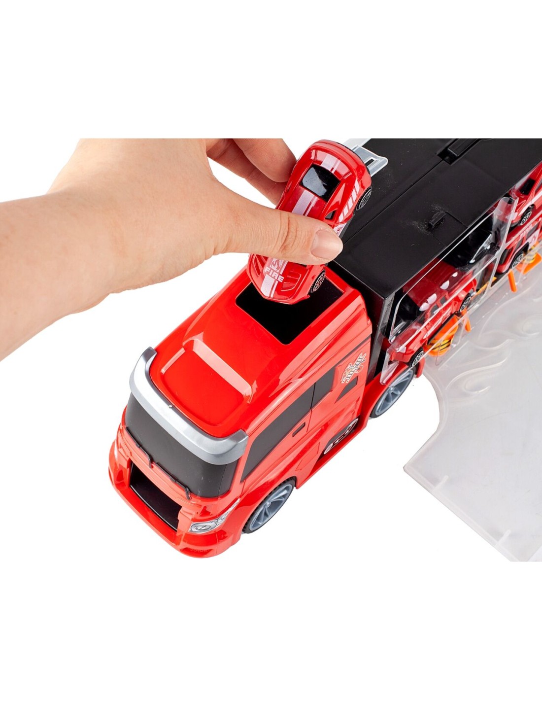 Gaisrinė vilkikas su kelio ženklais, rinkinyje 4 mašinos, malūnsparnis, autobusas Gaisrinė vilkikas su kelio ženklais, rinkinyje 4 mašinos, malūnsparnis, autobusas