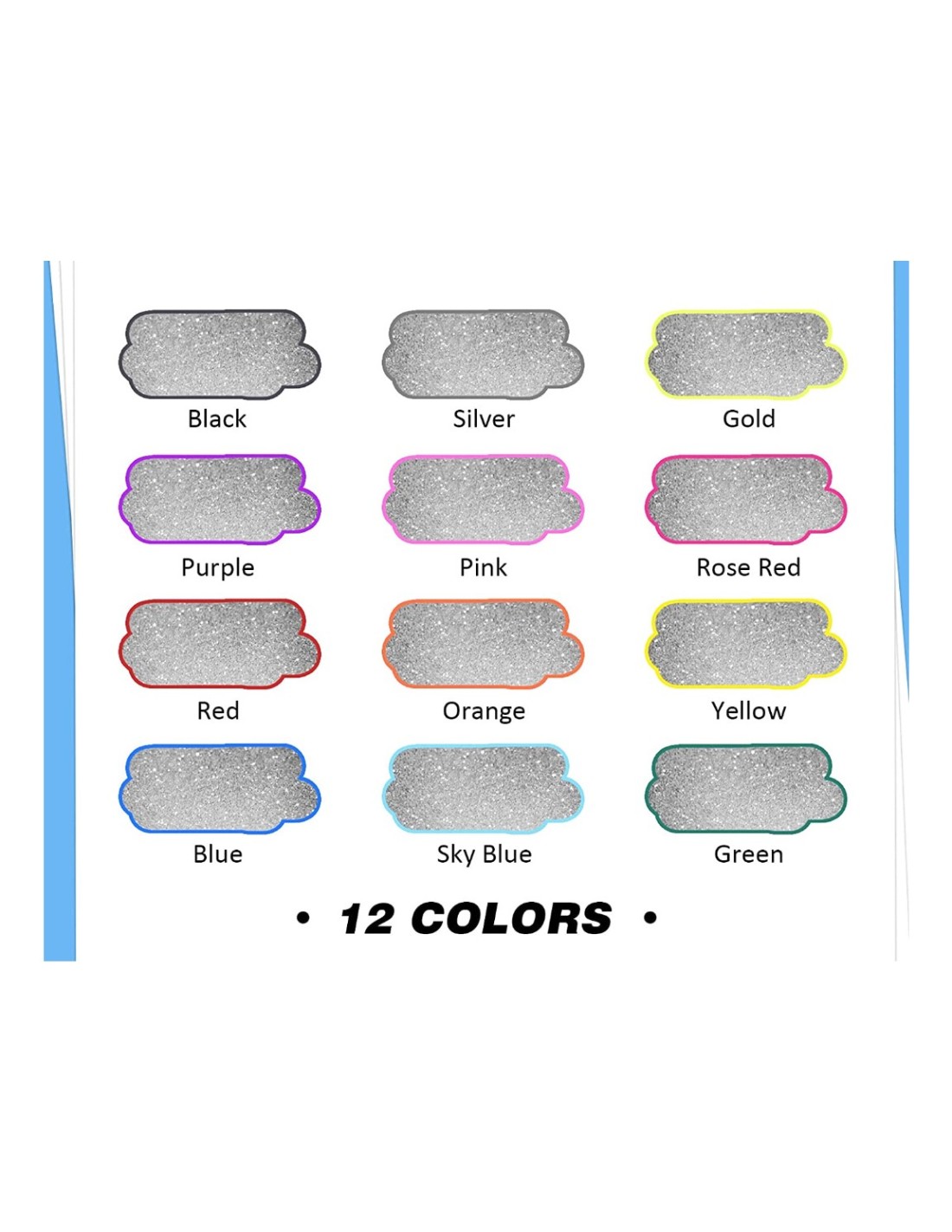 Markeriai flomasteriai blizgantys su dviguba linija-kontūru, 12 vnt. Markeriai flomasteriai blizgantys su dviguba linija-kontūru, 12 vnt.