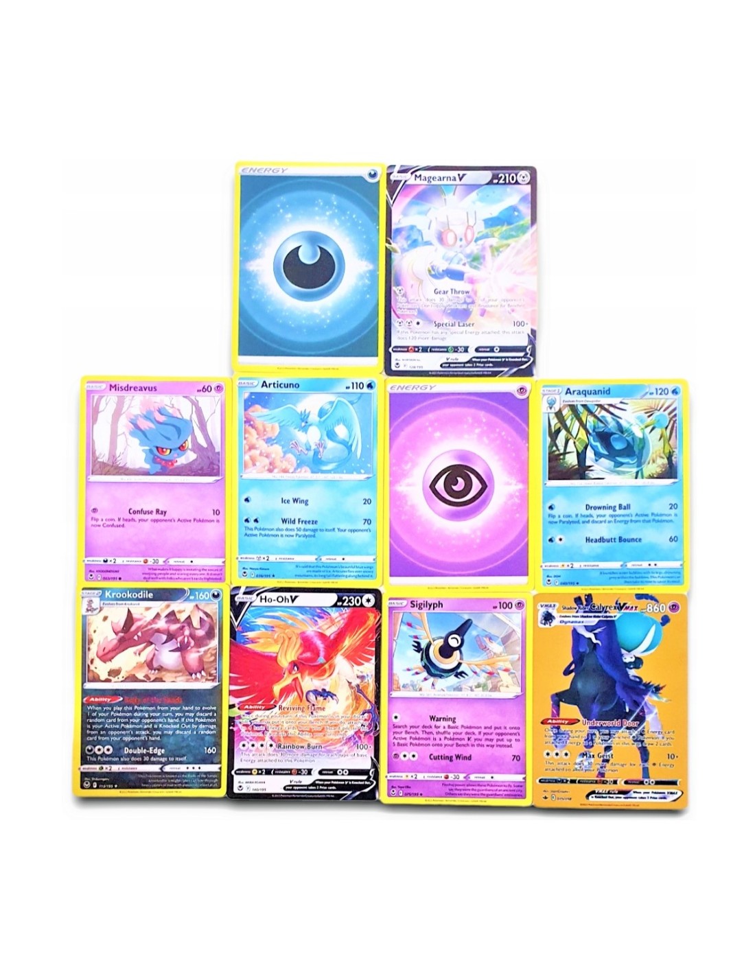 Pokemon kortos 20 vnt., auksinės ir Silver Templest kortos 2 rinkiniai Pokemon kortos 20 vnt., auksinės ir Silver Templest kortos 2 rinkiniai