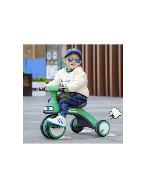 Triratukas vaikiškas, minkšti ratukai, muzika, spalva žalia