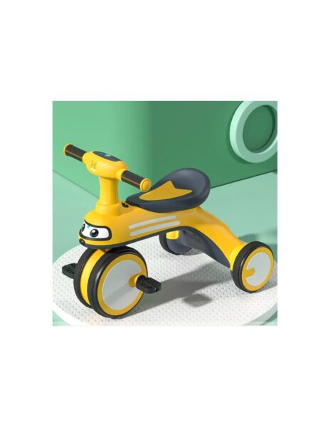 Triratukas vaikiškas, minkšti ratukai, muzika, spalva geltona