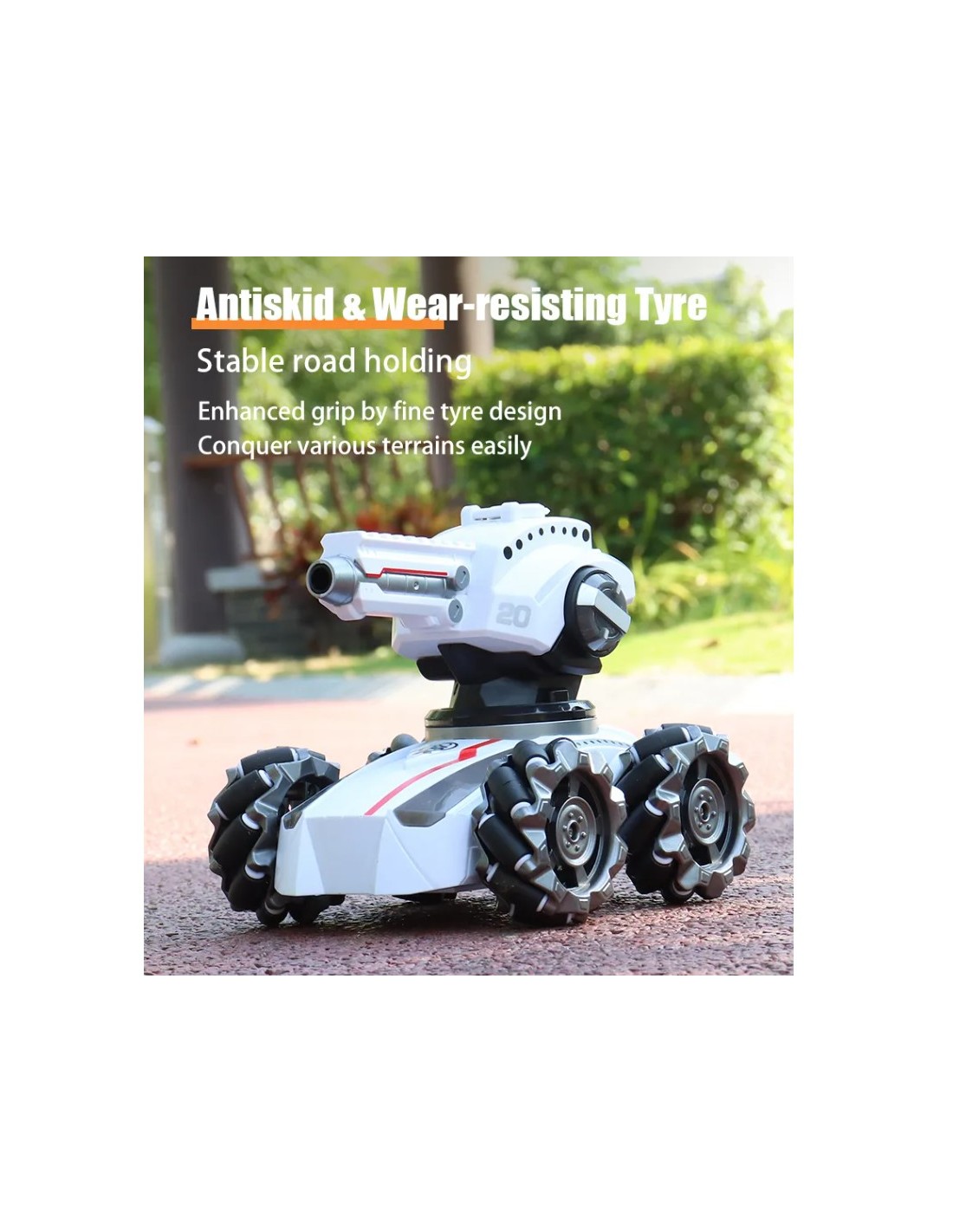 R/C tankas šaudantis vandens kulkomis ir lazeriu, pakraunamas, LED šviesos R/C tankas šaudantis vandens kulkomis ir lazeriu, pakraunamas, LED šviesos