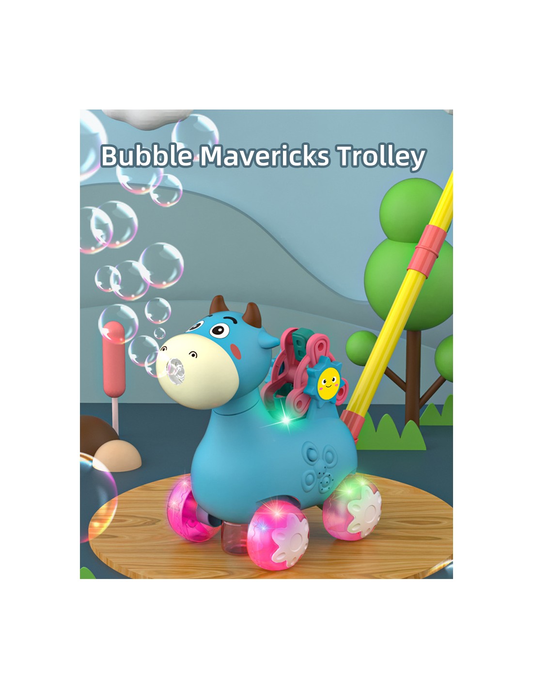 Muilo burbulai - stumdukas, LED šviesos ir garso efektai, tamsiai rožinė spalva Muilo burbulai - stumdukas, LED šviesos ir garso efektai, tamsiai rožinė spalva