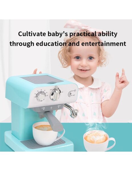 Kavos aparatas vaikiškas, bėgantis vanduo, skleidžia garus Kavos aparatas vaikiškas, bėgantis vanduo, skleidžia garus