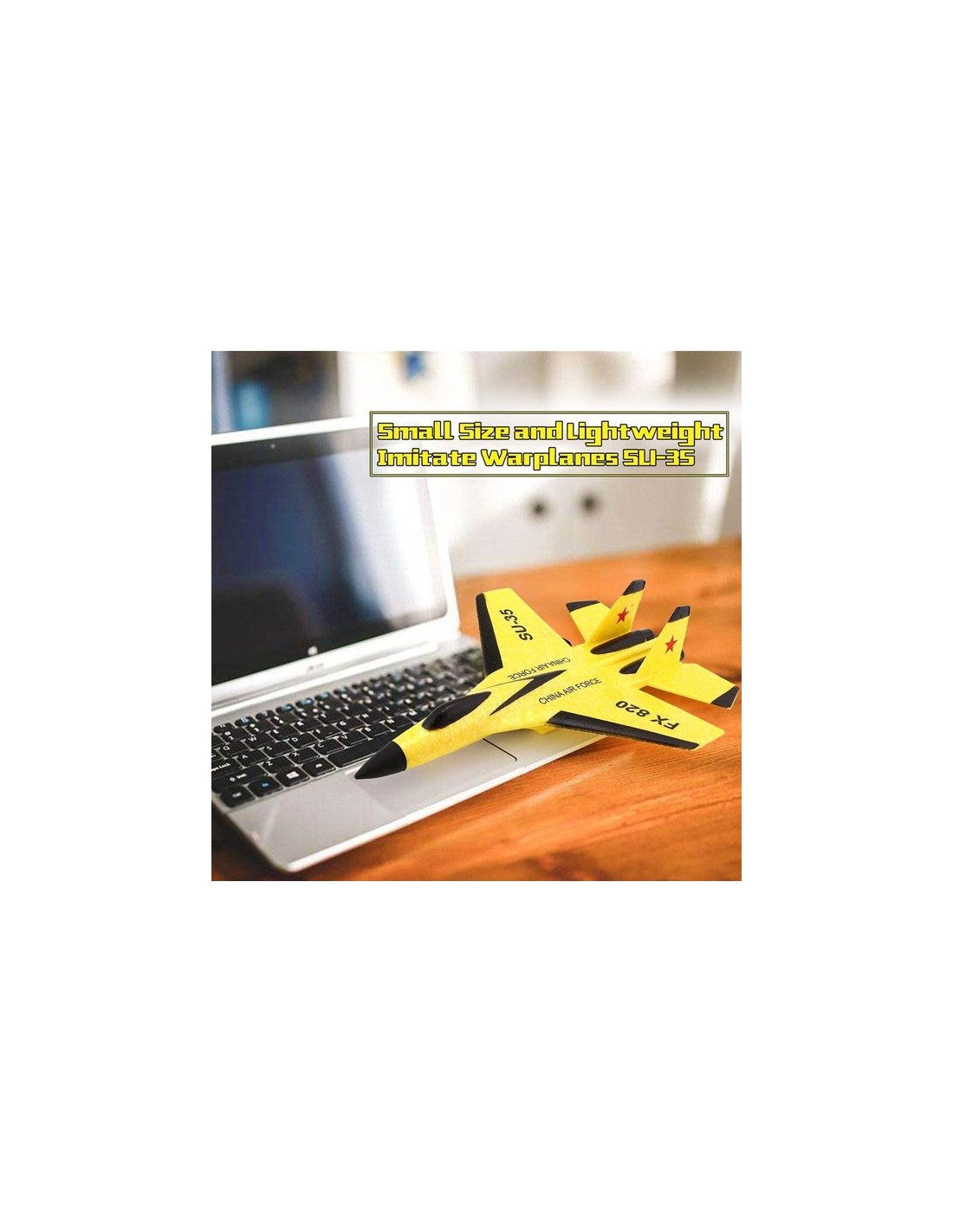 Lėktuvas r/c su valdymo pultu, LED šviesos pakraunamas, geltonas Lėktuvas r/c su valdymo pultu, LED šviesos pakraunamas, geltonas