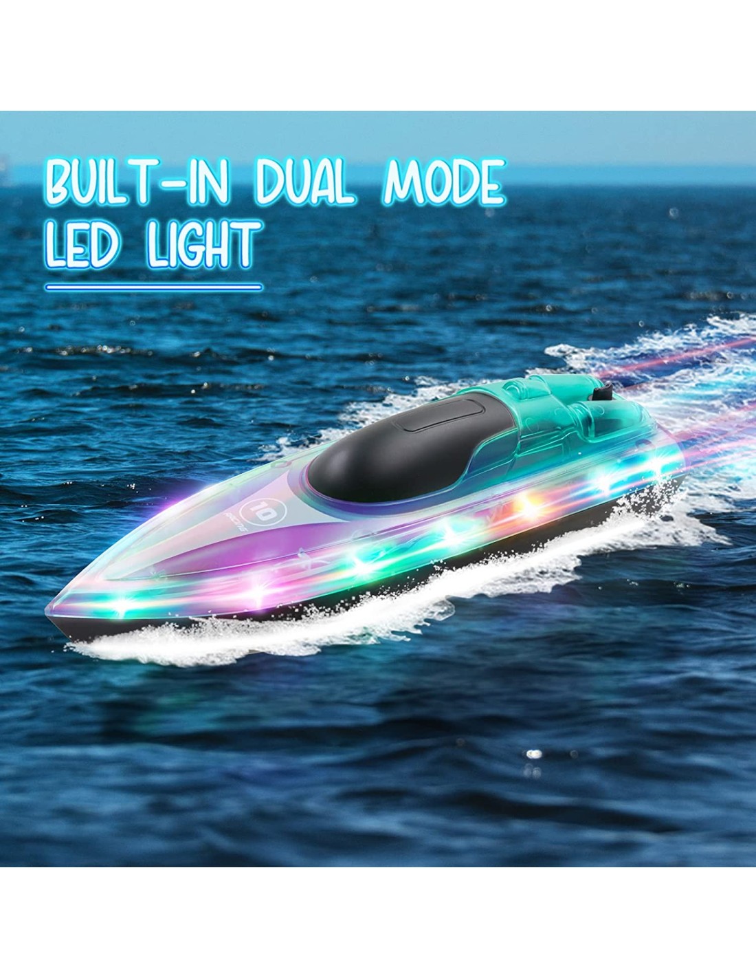 RC laivas greitaeigis kateris su LED efektais, pakraunamas, 3,7V baterija iki 30 min.