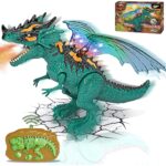 RC Dinozauras su LED šviesos, garso efektais, valdymo pultas