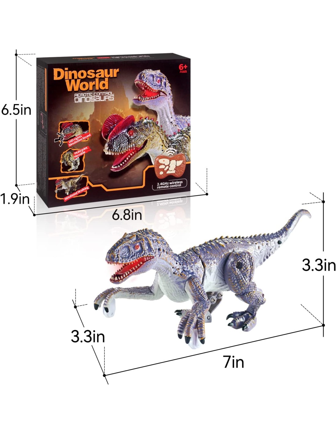 RC Mini dinozauras, su garso ir šviesos efektais, su valdymo pultu RC Mini dinozauras, su garso ir šviesos efektais, su valdymo pultu