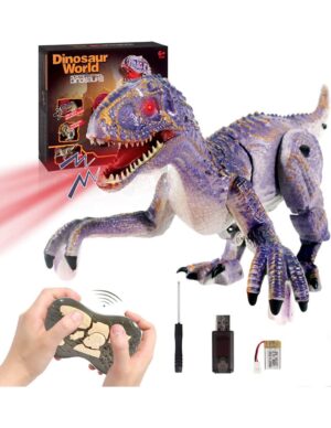 RC Mini dinozauras, su garso ir šviesos efektais, su valdymo pultu