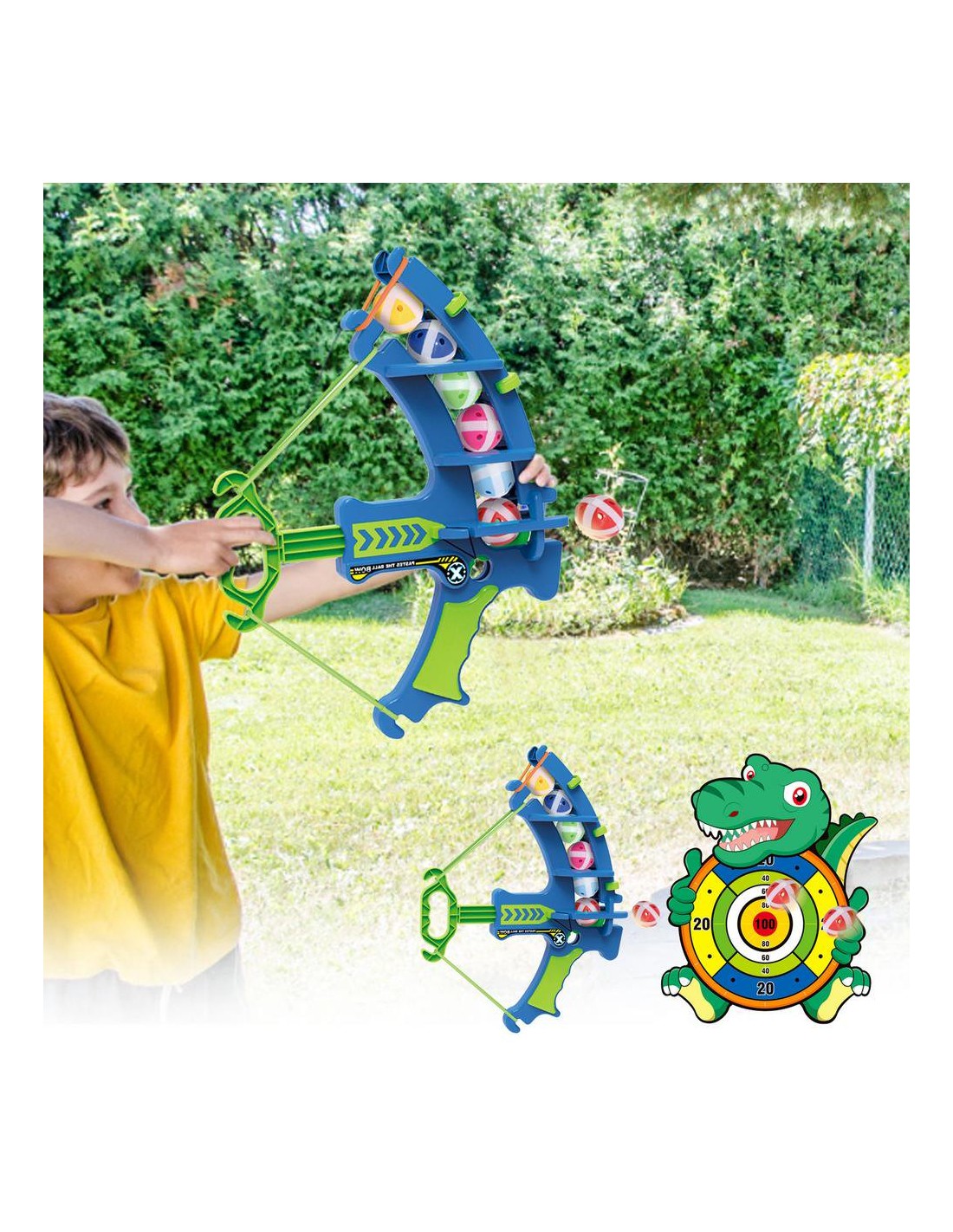 Lankas su limpančiais sticky kamuoliukais ir taikinys Lankas su limpančiais sticky kamuoliukais ir taikinys