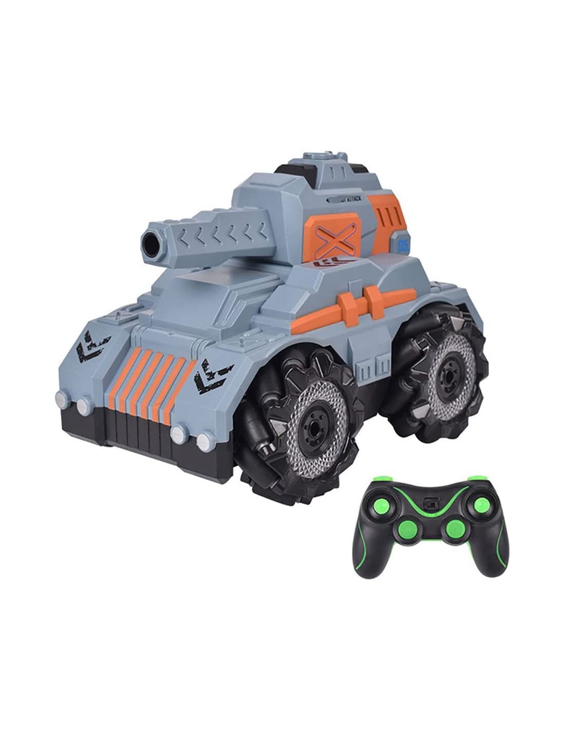 RC tankas šaudantis vandens kukomis, valdomas laikrodžiu ir pultu, su taikiniu