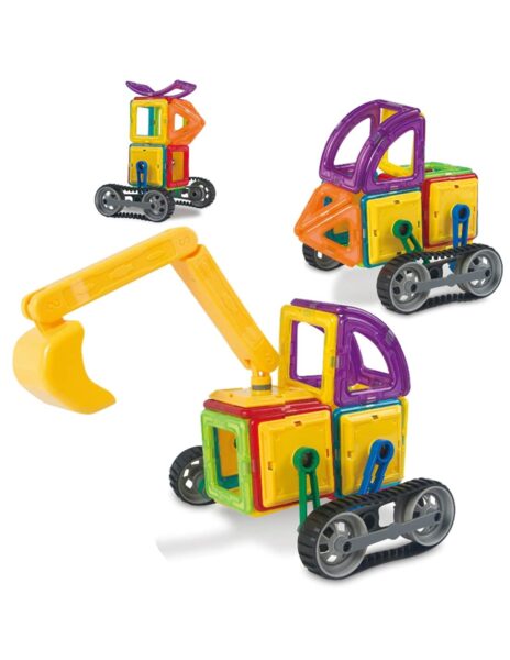 Magnetinis konstruktorius 48 detalės, ekskavatorius su vikšrais Magnetinis konstruktorius 48 detalės, ekskavatorius su vikšrais