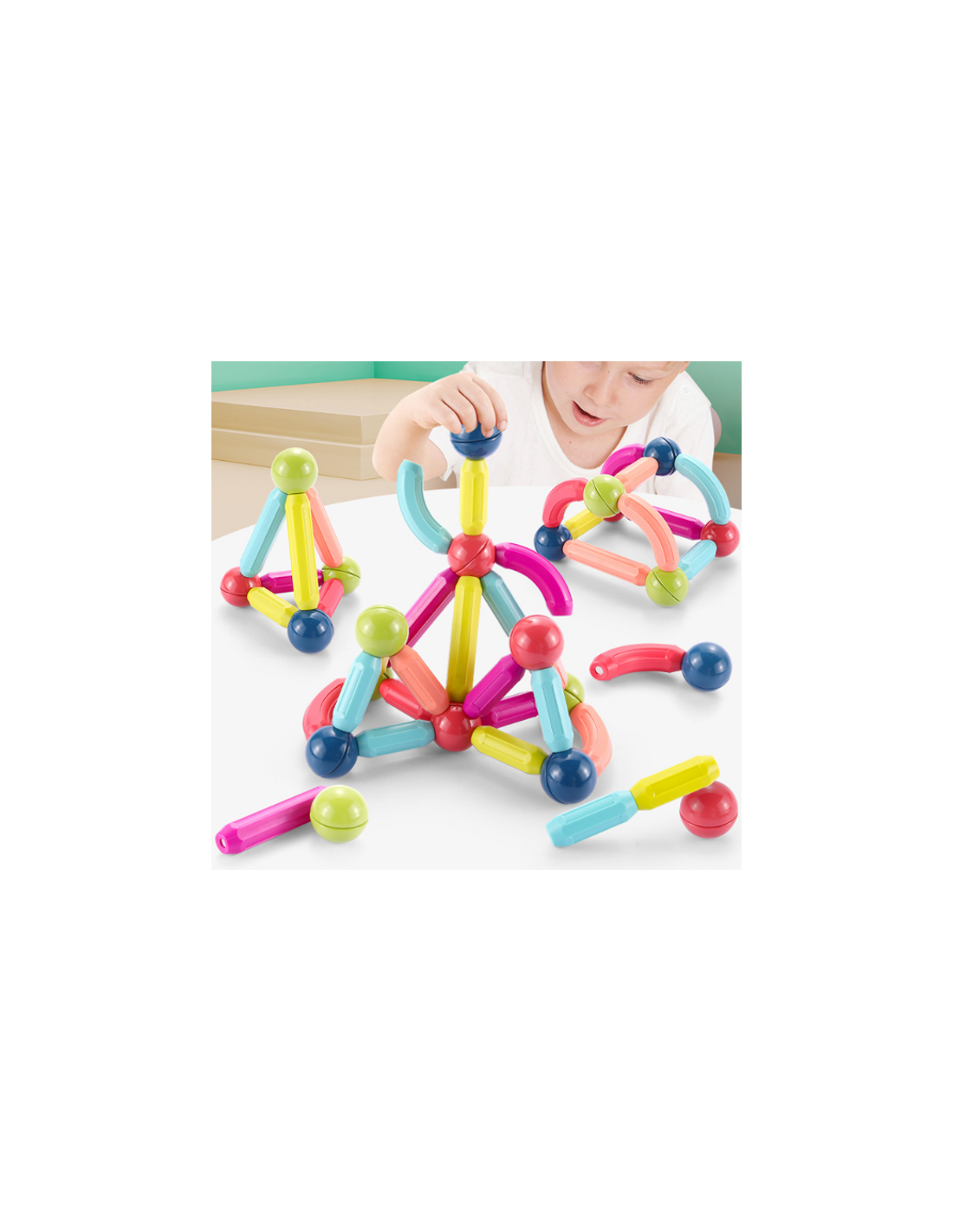 Magnetinis konstruktorius didelės detalės, ekskavatoriai, mašinos, 90 detalių