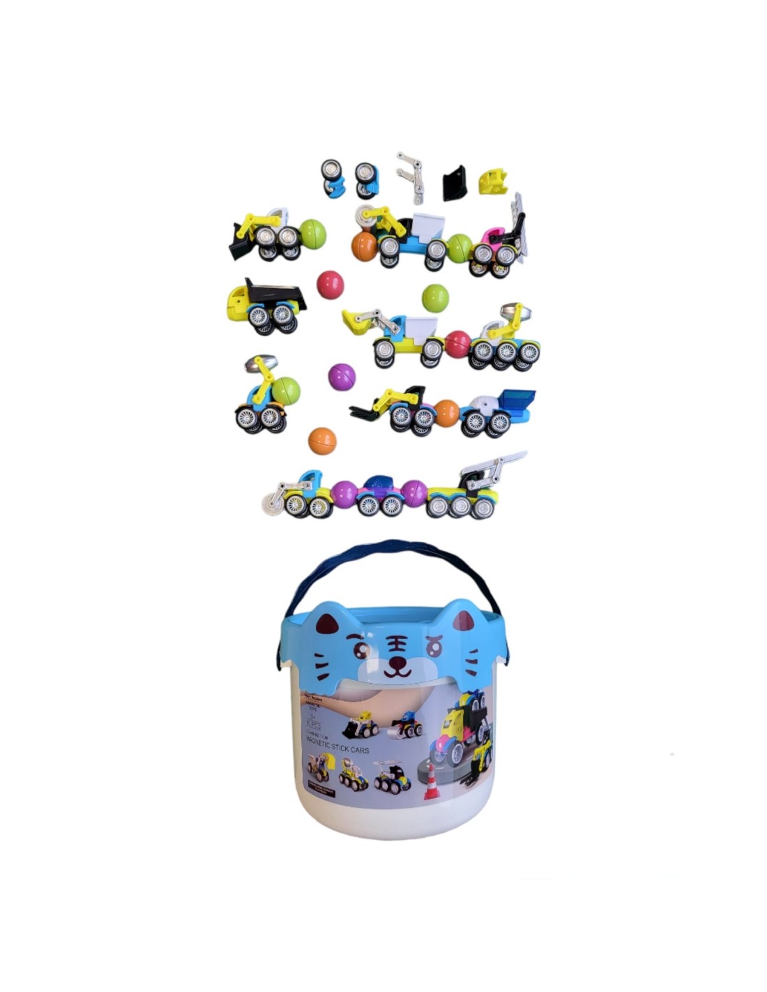 Magnetinis konstruktorius didelės detalės, ekskavatoriai, mašinos, 90 detalių Magnetinis konstruktorius didelės detalės, ekskavatoriai, mašinos, 90 detalių