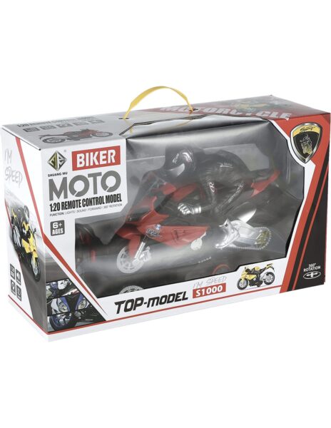 Motociklas RC su valdymo pultu, pakraunamas, su LED ir garso efektais, raudonas Motociklas RC su valdymo pultu, pakraunamas, su LED ir garso efektais, raudonas