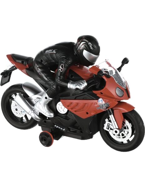 Motociklas RC su valdymo pultu, pakraunamas, su LED ir garso efektais, raudonas Motociklas RC su valdymo pultu, pakraunamas, su LED ir garso efektais, raudonas