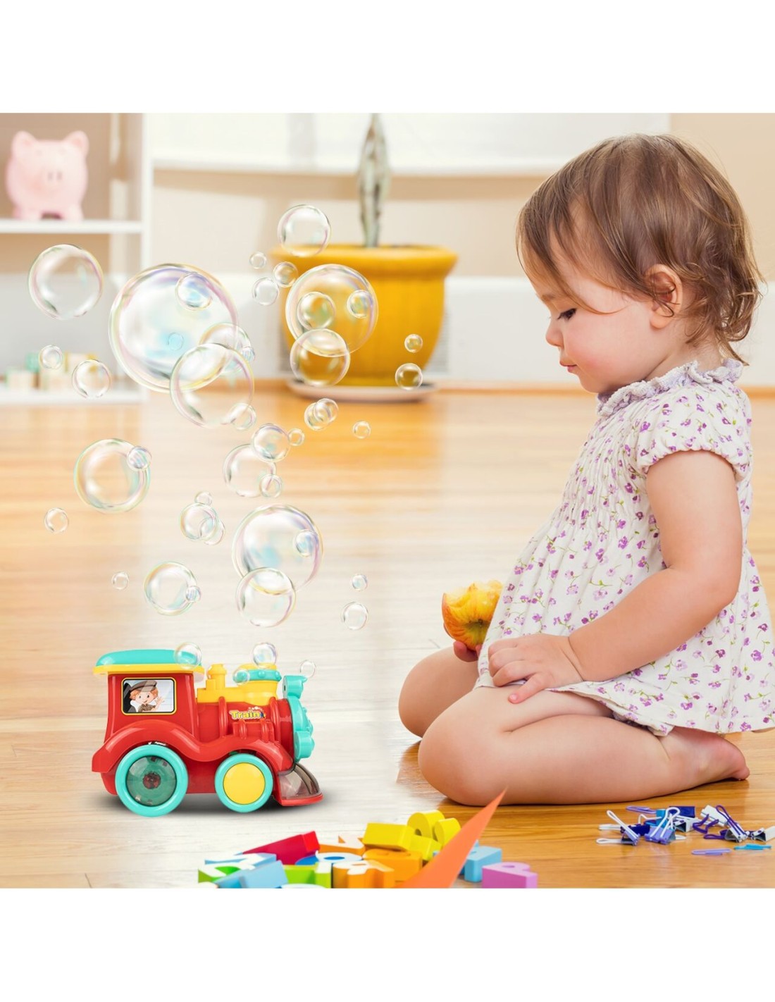 Muilo burbulų traukinys su garso ir šviesos efektais LED Muilo burbulų traukinys su garso ir šviesos efektais LED