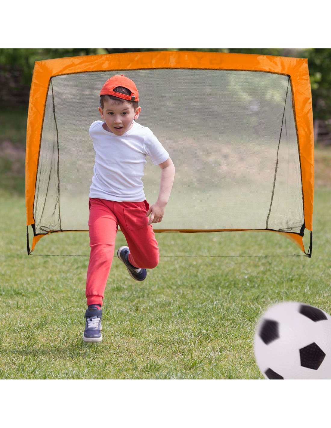 Futbolo vartai sulankstomi, 120x90cm., žalia ir oranžinė spalva Futbolo vartai sulankstomi, 120x90cm., žalia ir oranžinė spalva