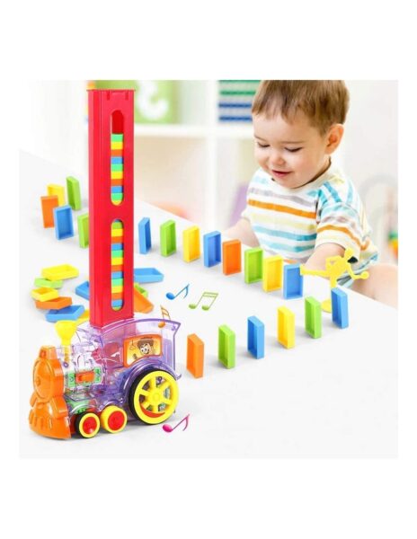 Domino traukinukas 80 detalių, LED apšvietimas