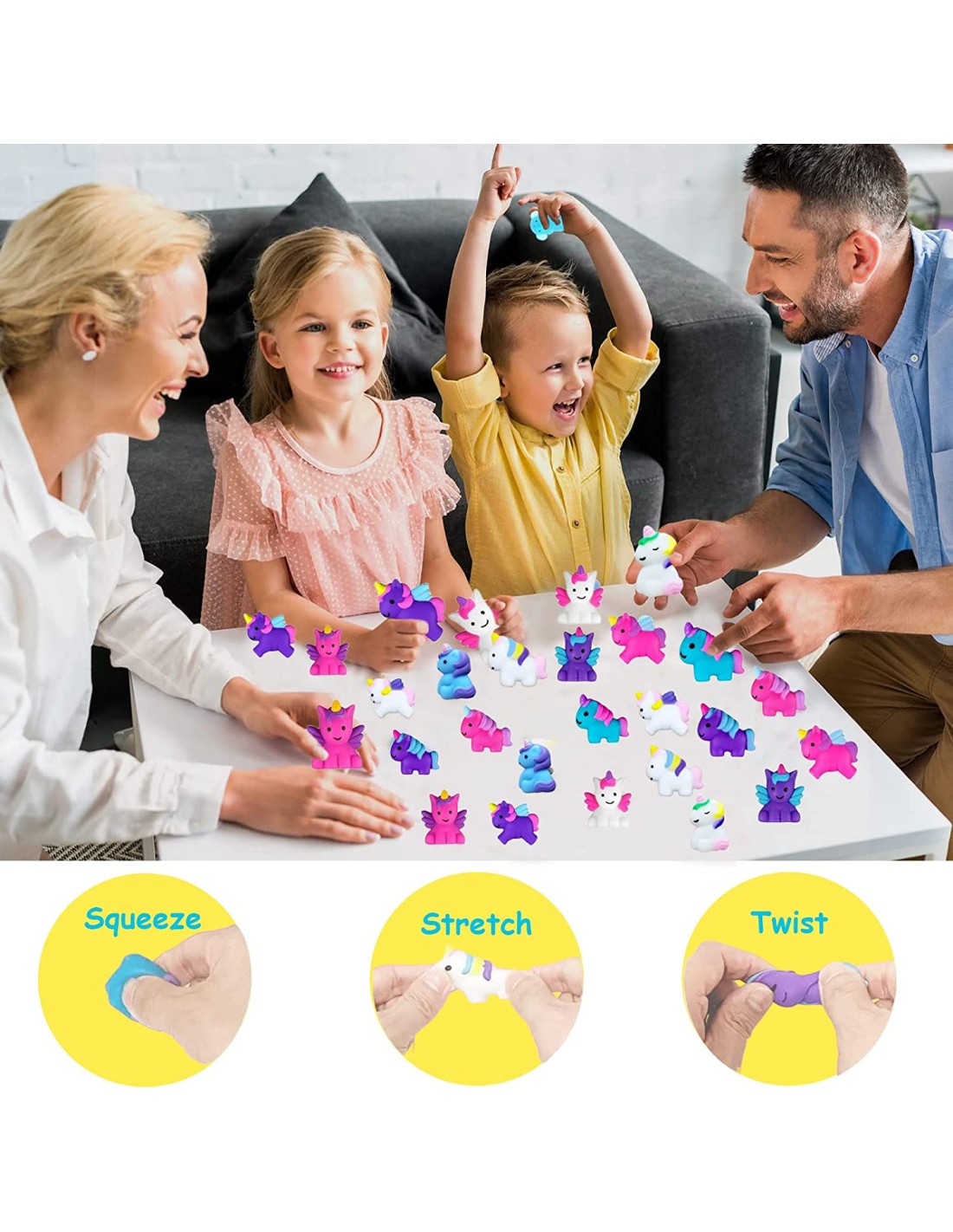 Mini squishy silikoniniai tampomi žaislai 6 vnt./ unicorn Mini squishy silikoniniai tampomi žaislai 6 vnt./ unicorn