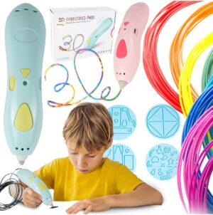 3D rašiklis pakraunamas su formomis piešinių gaminimui, rožinė spalva