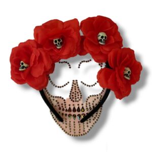 Helovinui rinkinys: Frida lankelis ir akmenukai veido dekoravimui, raudonas