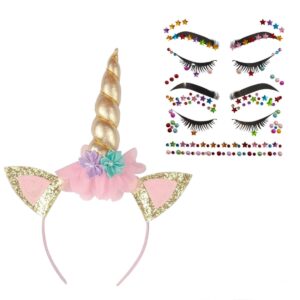 Unicorn (vienaragio) lankelis su veido dekoravimo akmenukais