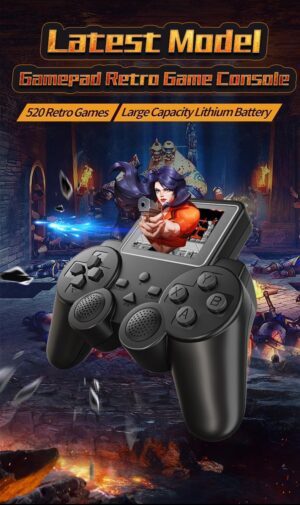 Žaidimų konsolė su ekranu 520 žaidimų Mario<span> - </span>Juoda