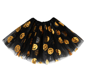 Tiulio sijonas su moliūgais Helovinui juodas