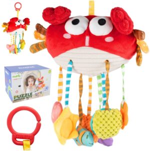 Pakabinamas krabas barškutis žaislas kūdikiui