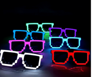 Šviečiantys Minecraft pixel akiniai LED
