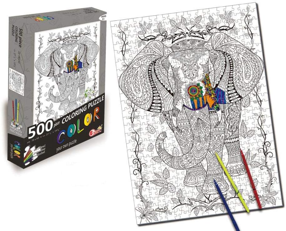 Dėlionė puzle piešimui 500 dalių dramblys