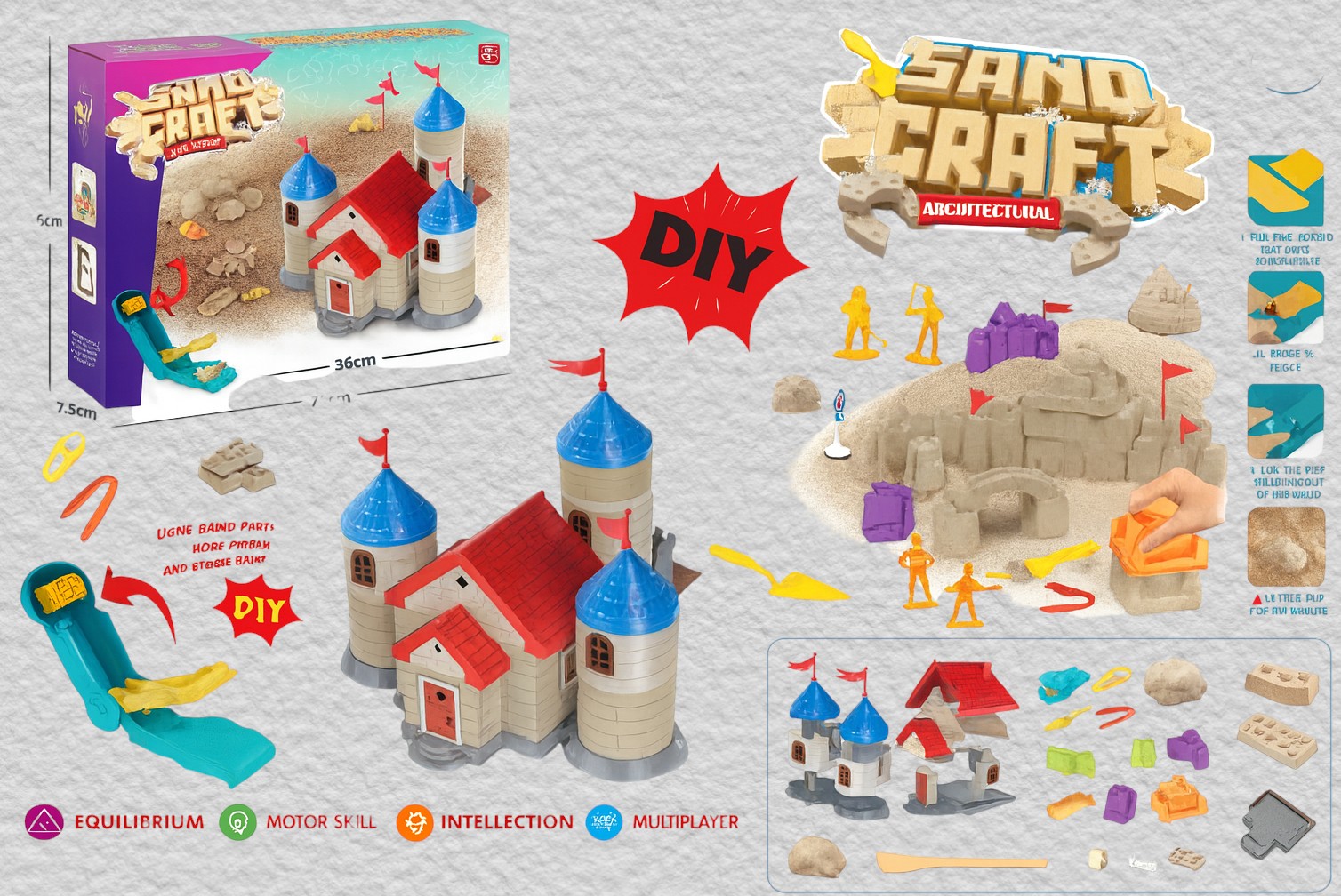 Kūrybinis rinkinys su kinetiniu smėliu  statyk savo svajonių pilį