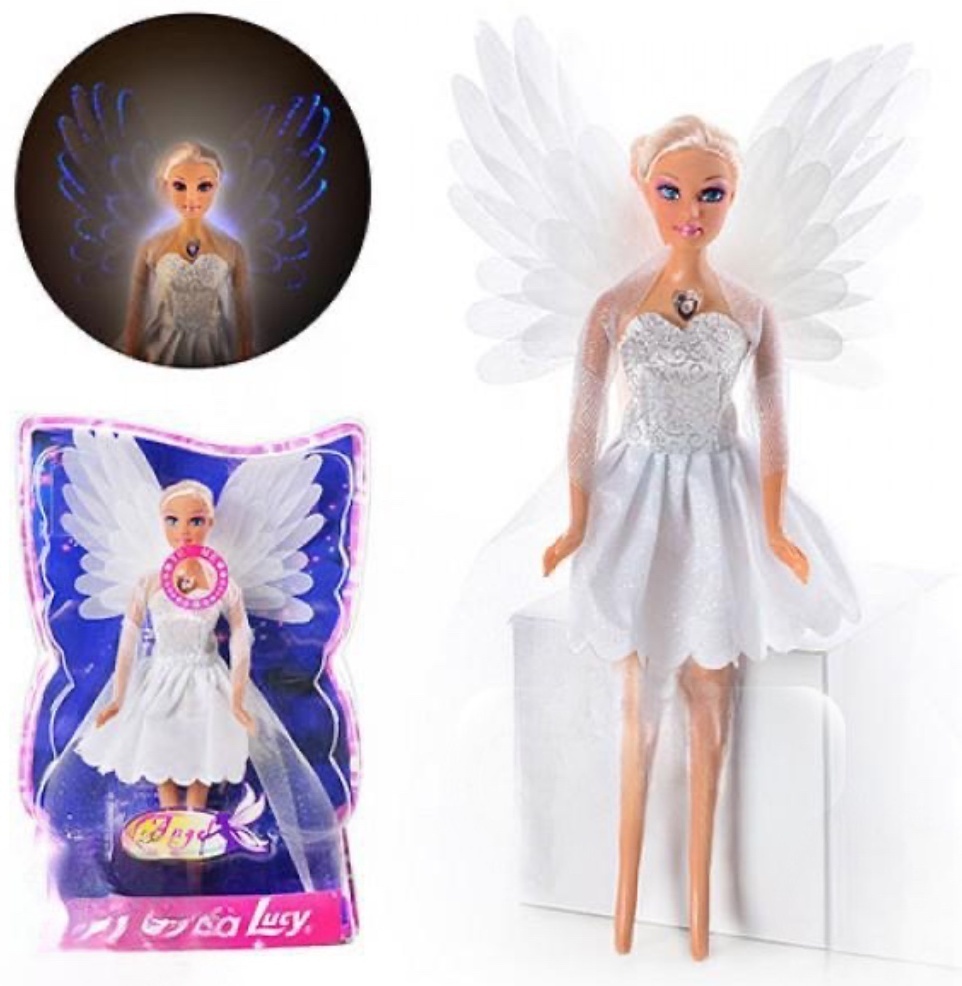 Lėlė angelas su šviečiančiais sparnais