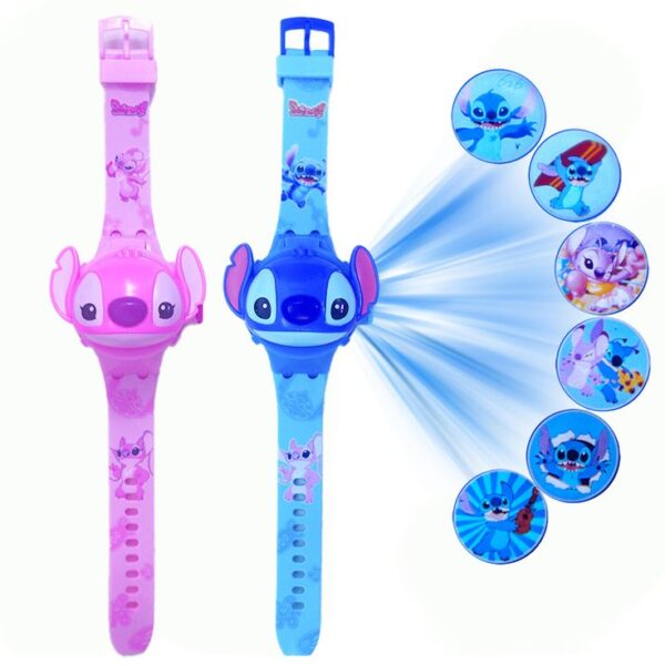 3D Cartoon Stitch Kids Watches For Girls Projection Unicorn Mickey Children Watch Digital Clock Gift