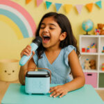 Mini Karaoke Kolonėlė su Mikrofonu (RGB šviesos, Bluetooth)