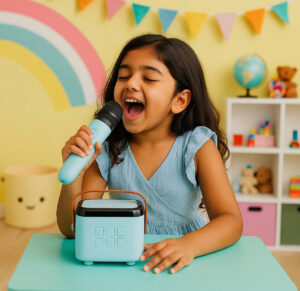 Mini Karaoke Kolonėlė su Mikrofonu (RGB šviesos, Bluetooth)