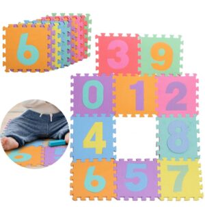 Minkšta dėlionė kūdikiui skaičiai 29x29 cm 10 vnt
