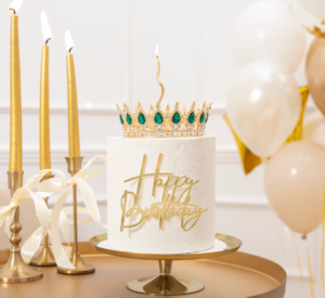 Torto dekoracija karūna žali kristalai 15 cm skersmuo