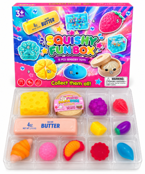 Avento kalendorius squishy sviestas butter koldūnas minkomi antistresiniai žaislai 12 vnt